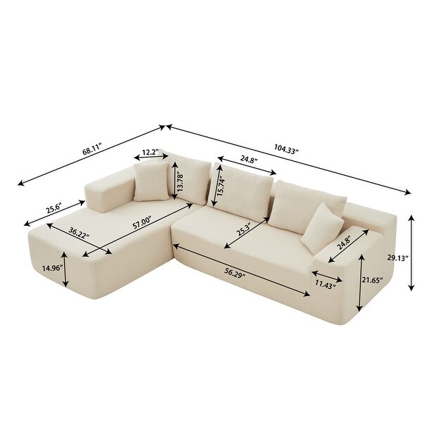 Modern L-Shaped Corner Dining Bench, 67" Upholstered Fabric Sofa Bench For Kitchen Nook & Dining Room