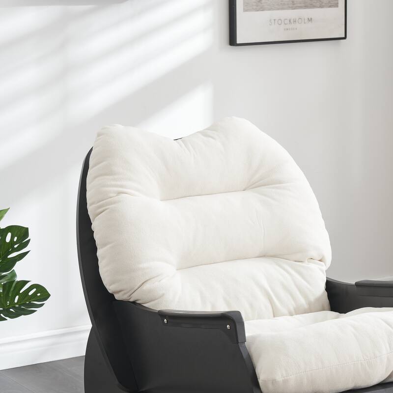 Upholstered Accent Chair for Nursery, Playroom, Bedroom and Living Room, Small Contemporary Rocker, Kids Cushioned Arm Chair