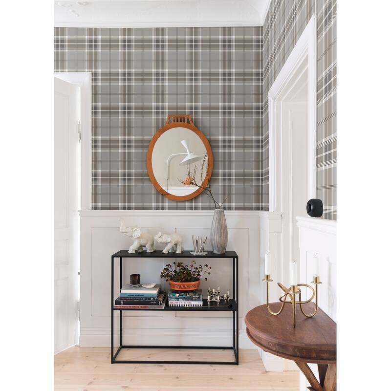 Advantage Sala Neutral Plaid Wallpaper