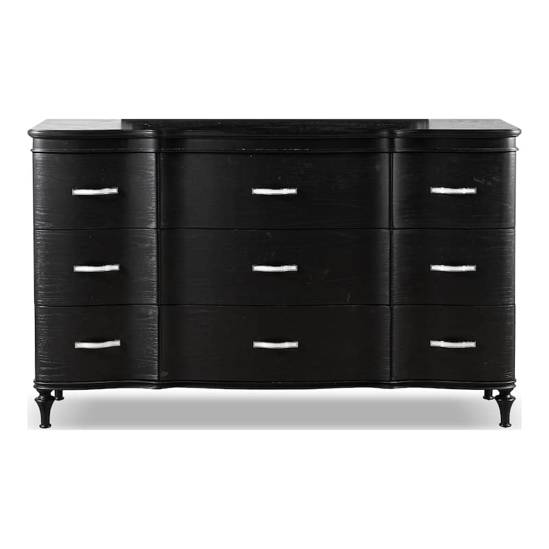 Furniture of America Seabliss Glam 3-Piece Black Solid Wood Dresser and 2-Nightstand Bedroom Set