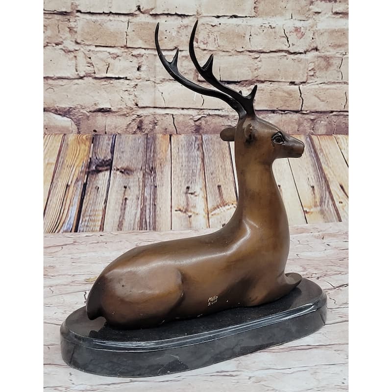 Reindeer Caribou Deer Elk Bronze Statue Sculpture Figurine Signed Original 9.5 Inches X 8.5 Inches