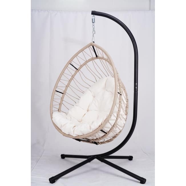 HDPE Egg Hanging Chair with Stand - 350lb Capacity Outdoor/Indoor Swing Chair