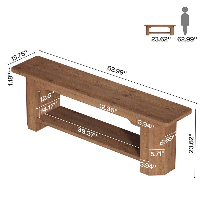 63-Inch Solid Wood TV Stand, Entertainment Center with Shelves, Television Console for 55/60/65/75-Inch TVs