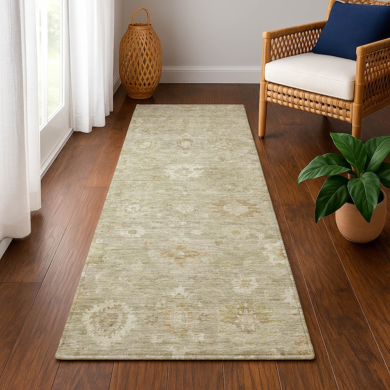 Premium Washable Super Soft Vintage Traditional Mayfield Rug - Beige - 2'3" x 7'6"