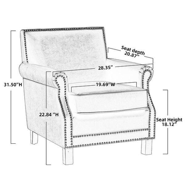 Living Traditional Upholstered Club Chair with Nailhead Trim Bed Bath