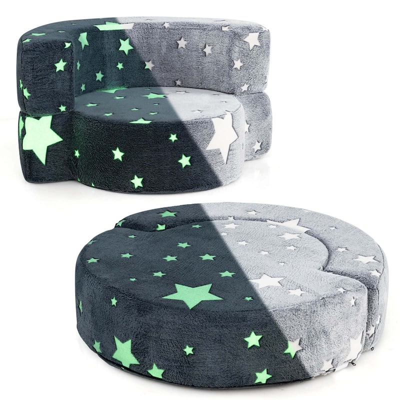2 in 1 Convertible Kids Sofa Toddler Reading Chair Sofa Couch - Grey