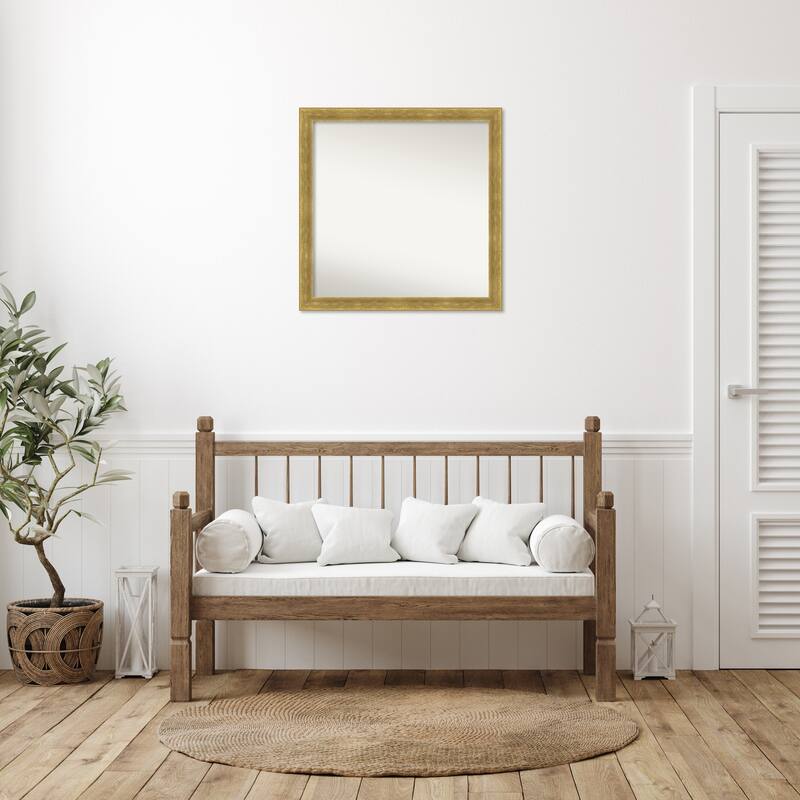 Angled Non-Beveled Wood Framed Wall Mirror
