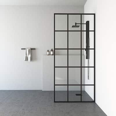 VIGO Mosaic 34" W x 74" H Framed Fixed Shower Screen in Matte Black