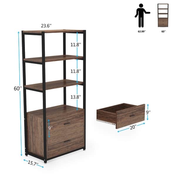Medium Brown Wood Copper Accent Shelving Unit With 4 Shelves Medium Brown Wood Copper Accent Shelving Unit With 4 Shelves