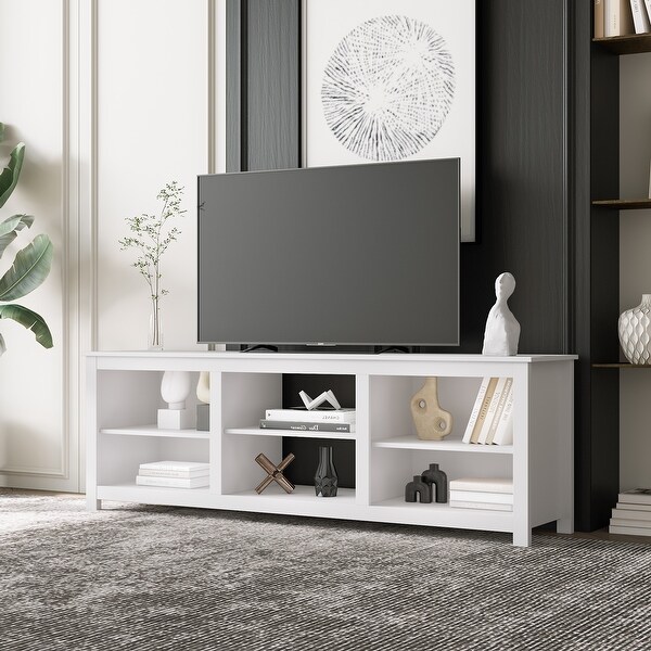 TV Stand with 6 Storage Compartments and 1 Open Shelves - Bed Bath