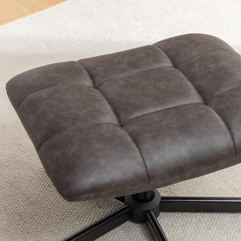 2-Piece Seating Set, Faux Leather Tufted Accent Chair and Ottoman