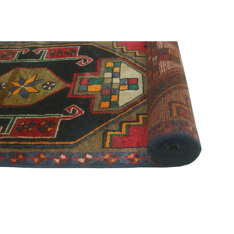 Fine Vintage Distressed Hicham Red/Charcoal Runner - 2'5" x 13'5"