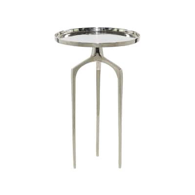 Aluminum Metal Tray Inspired Top Accent Table with 3 Tripod Legs - Gold, Silver or Black - Roche River Decor