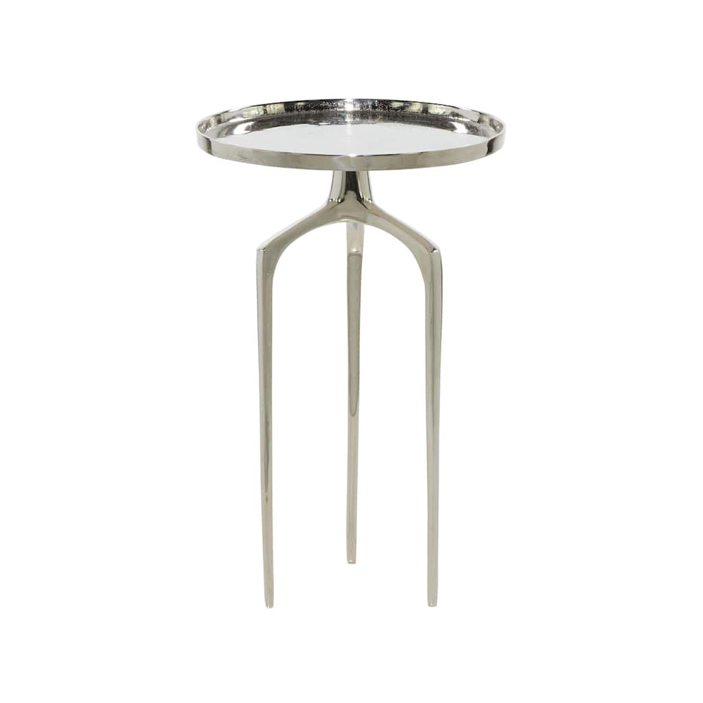Aluminum Metal Tray Inspired Top Accent Table with 3 Tripod Legs - Gold, Silver or Black - Roche River Decor
