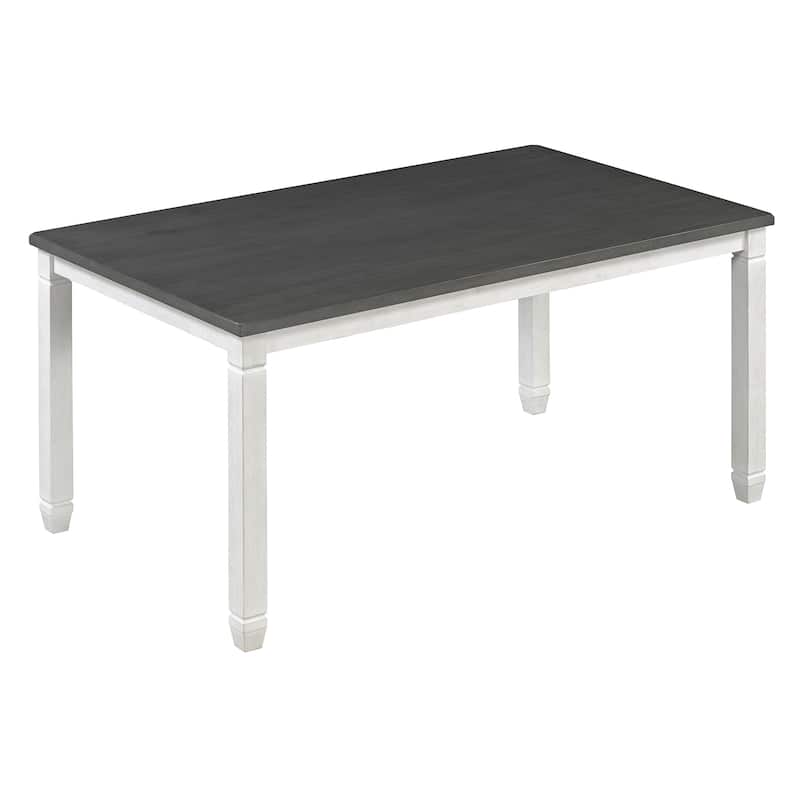 7 Piece Dining Table Set, Wooden Kitchen Furniture Set with Rectangle Table and 6 Upholstered Chairs with Shaped Legs