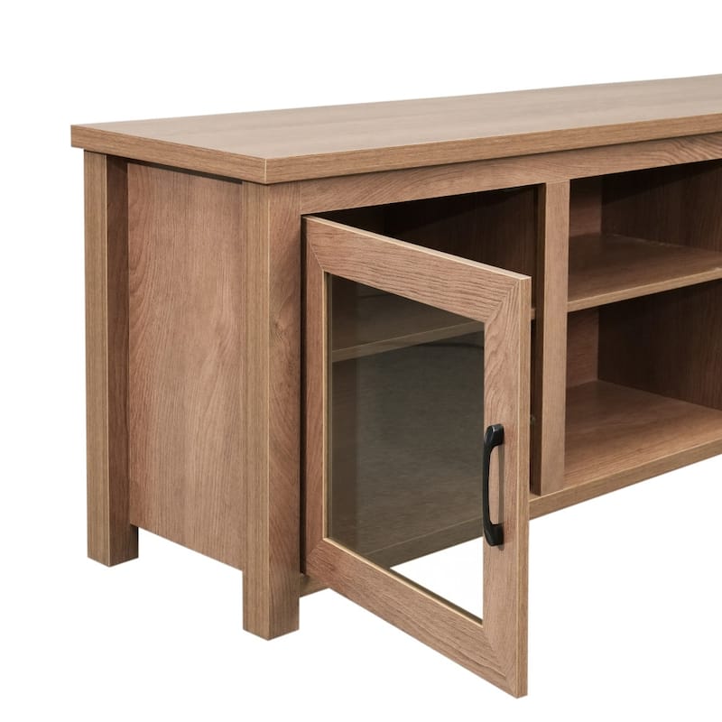 Classic TV Stand for up to 80" TVs-Glass Fronted Doors-Modern Finish - 65"W x 16"D x 23.625"H