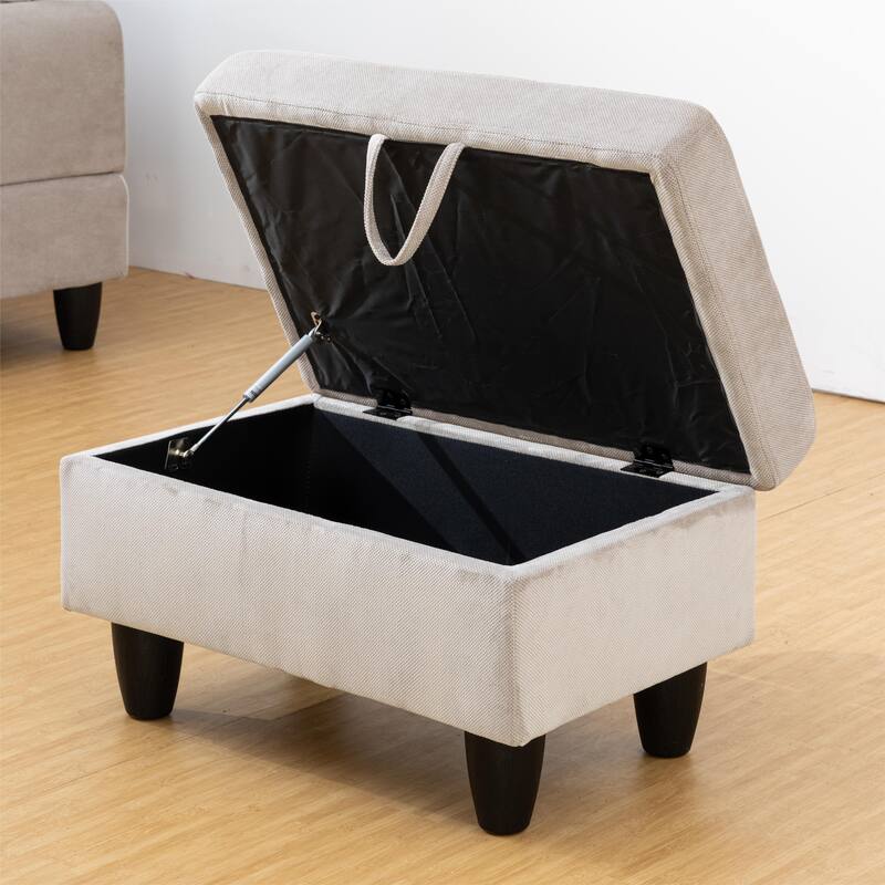 KISRAIS 28.5" Wide Upholstered Storage Ottoman