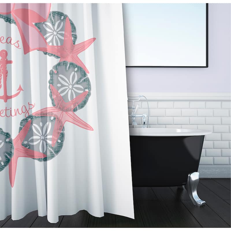 Seas and Greetings Wreath Shower Curtain