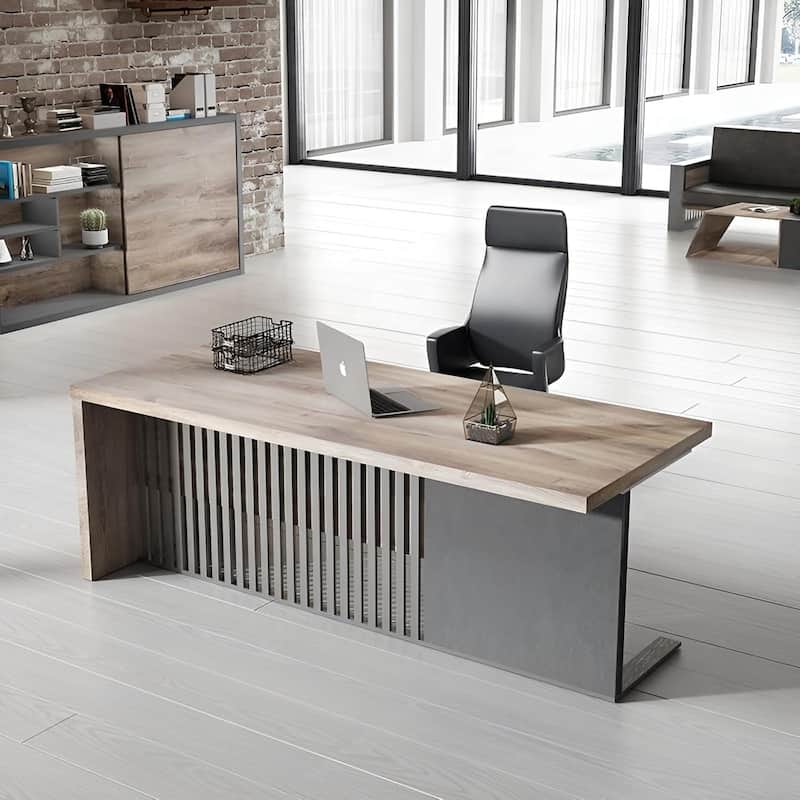 WESOME Modern Executive Office Desk Computer Bussiness Desk with Cable Management