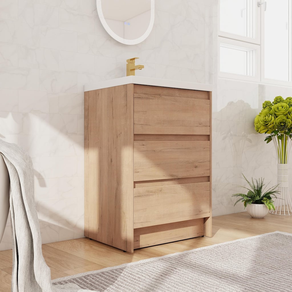 Beingnext 24''/36''/60'' Bathroom Vanity with Sink, Freestanding Bathroom Vanity with Soft Close Drawers