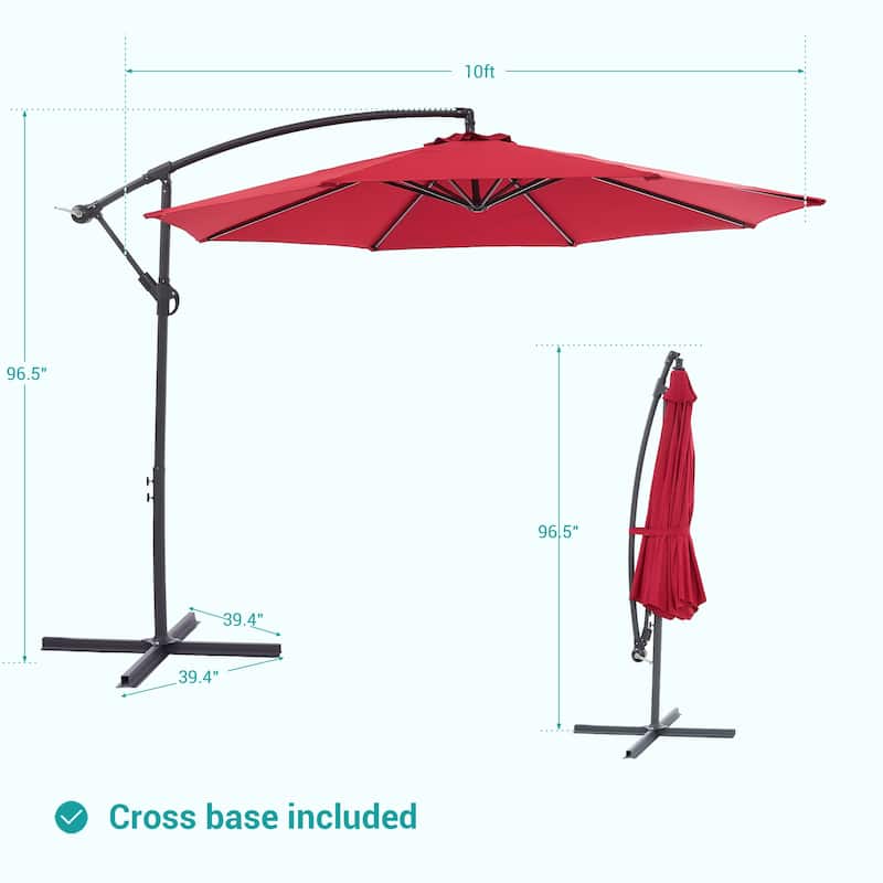 BONOSUKI 10ft Patio Offset Umbrella Outdoor Hanging Umbrella