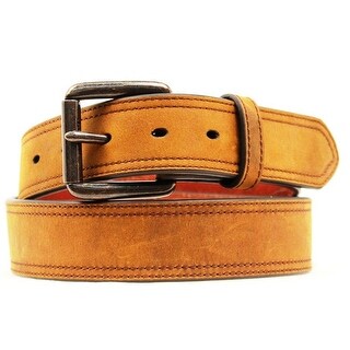 ARIAT Cintura In Pelle Uomo Double Row Stitch Con Fibbia A Rullo - Taglie 32-46 - 2