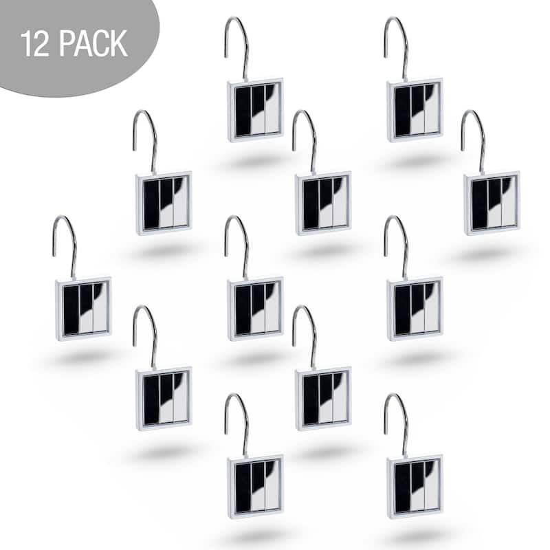 Creative Scents Quilted Mirror White Shower Curtain Hooks - Set of 12