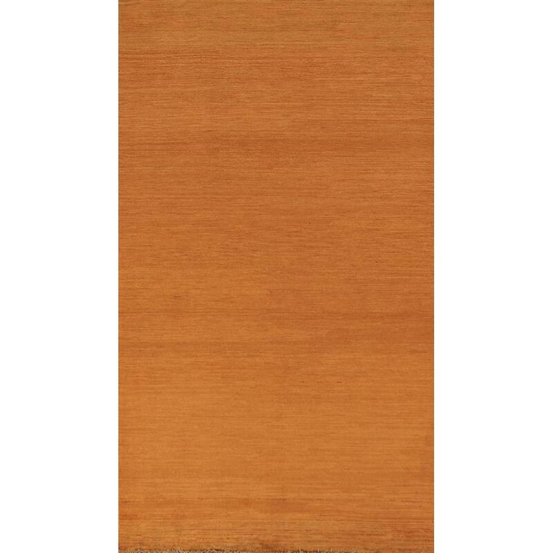Rust Gabbeh Oriental Runner Rug Hand-Knotted Wool Carpet - 3'5" x 6'6"