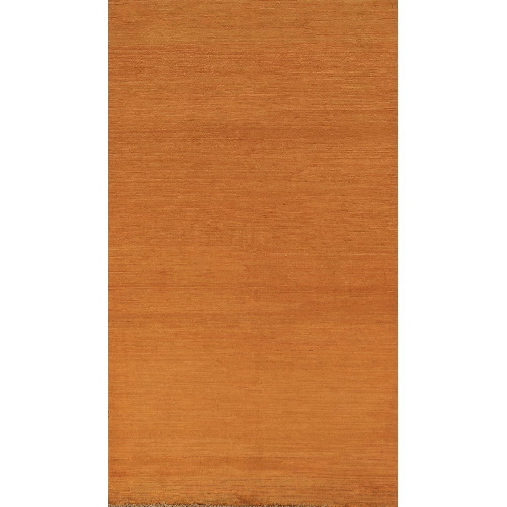 Rust Gabbeh Oriental Runner Rug Hand-Knotted Wool Carpet - 3'5" x 6'6"