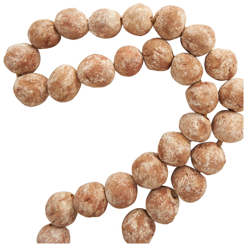 Ceramic Handmade Round Intricately Shaped Large Distressed Beaded Garland with Tassel