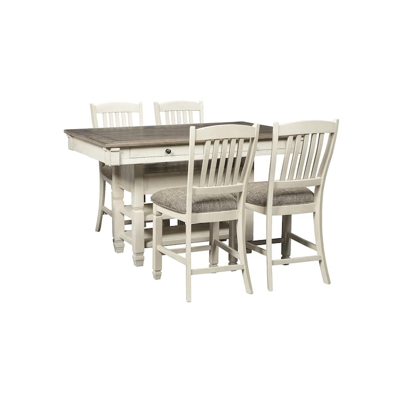 Signature Design by Ashley Bolanburg Antique White / Brown 5-Piece Counter Height Dining Package
