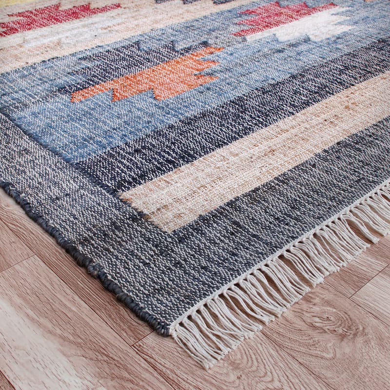 Sevita Hand-Woven Southwestern Jute-Blend Area Rug, Tan and Gray