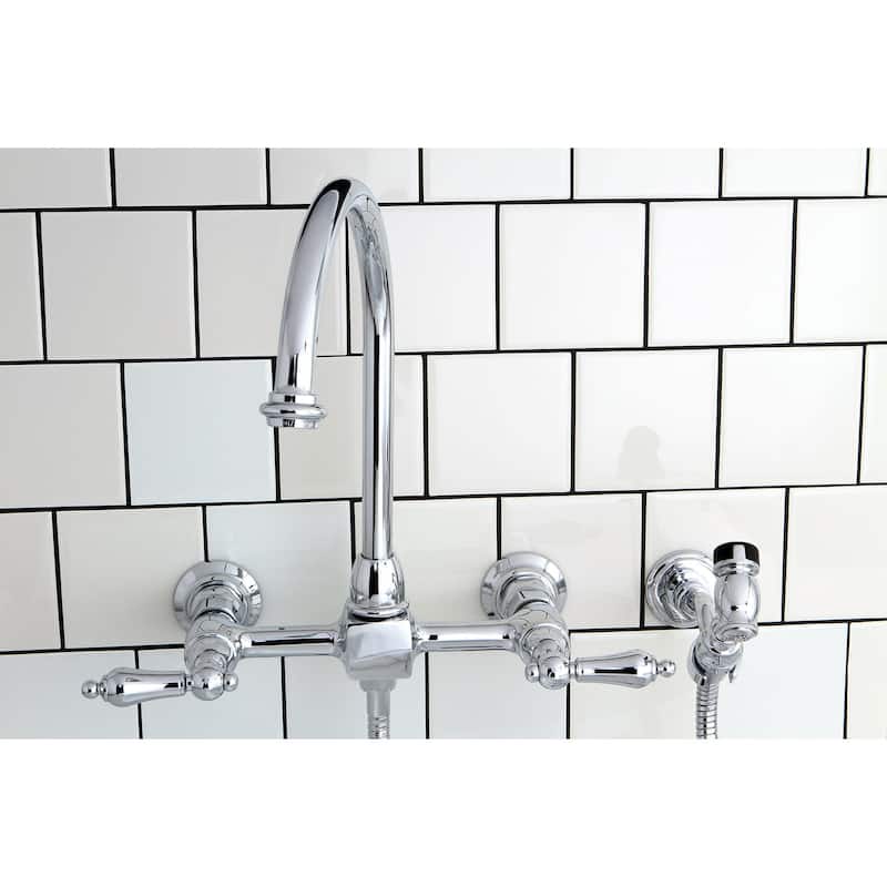 Kingston Brass Restoration 1.8 GPM Wall Mounted Bridge Kitchen Faucet