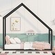 preview thumbnail 7 of 16, Roof Design Twin Size Metal House Bed for Kids Black