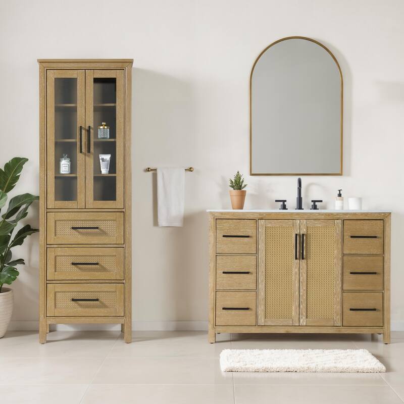 Winslow 16-28 Inch Bath Storage Glass Cabinet