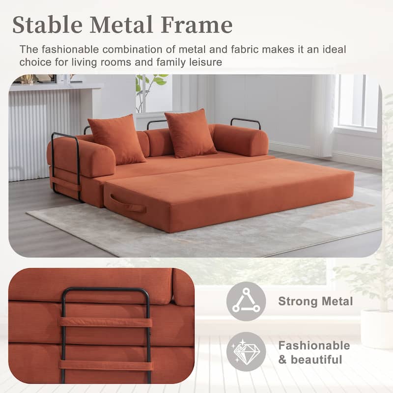 Foldable and compressible sofa, featuring a sturdy metal frame, It allows you to freely create a personalized leisure area