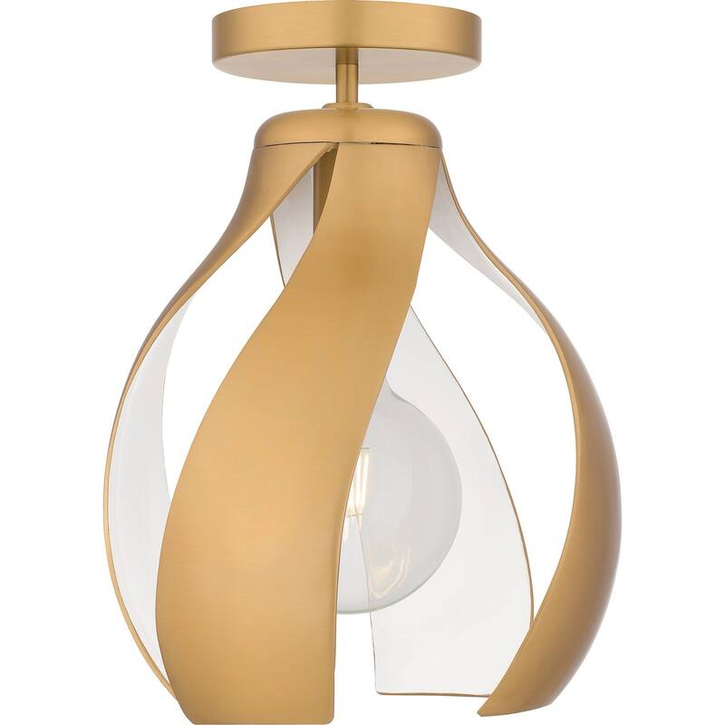 Brushed Weathered Brass One Light Semi Flush Mount from the Quoizel Semi-Flush Mount Collection