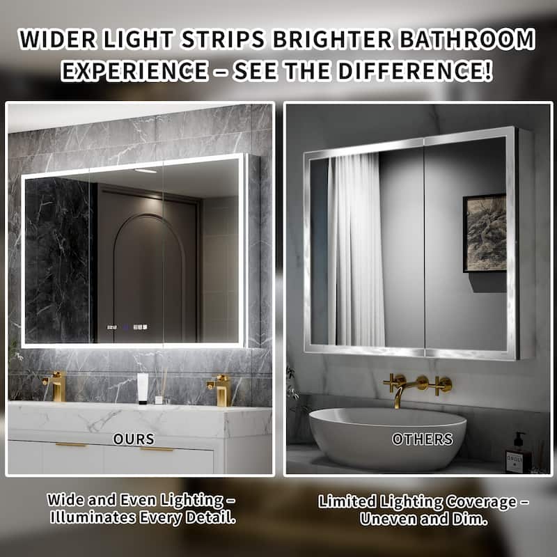 Modland 30-48" W x 32" H LED Smart Medicine Cabinet with Anti-Fog & USB