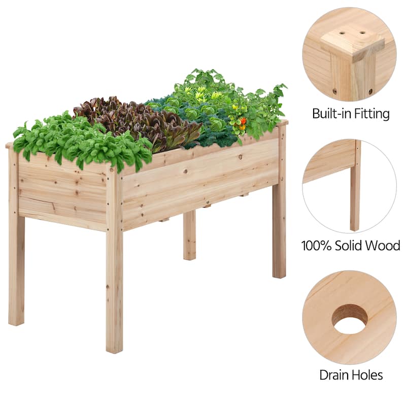 Yaheetech Raised Wooden Garden Bed Flower Boxes and Vegetable Planter