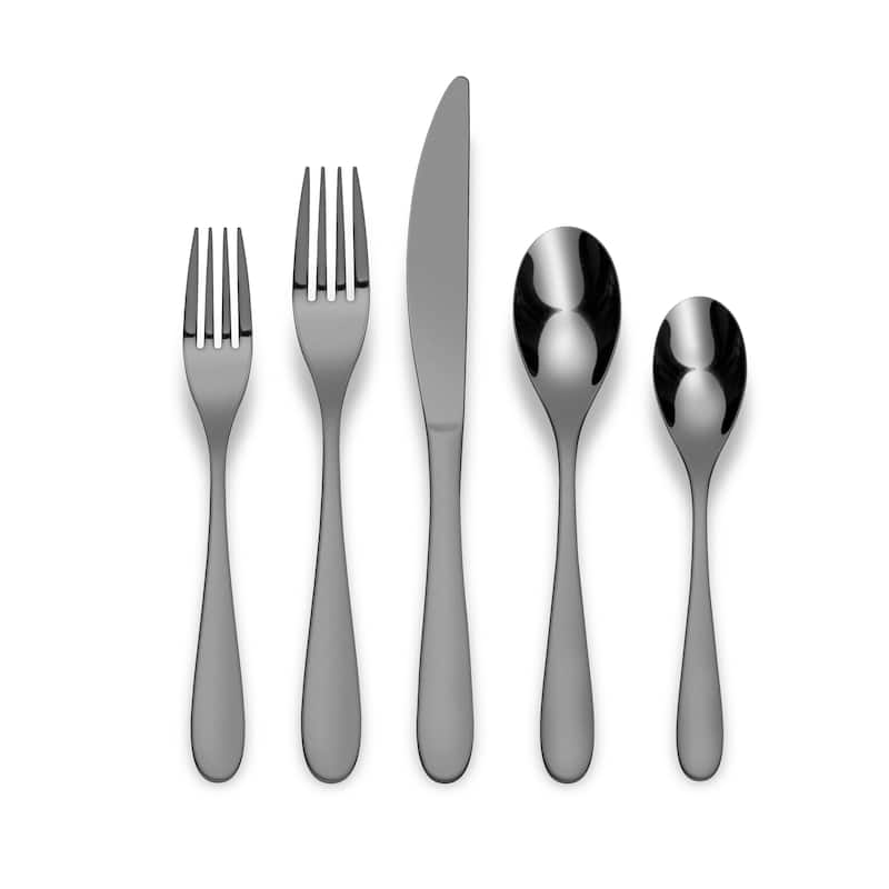 Ornative Percival 18/0 Stainless Steel 20 Pieces Flatware Set - 10.63" H x 6.69" W x 2.76" D - Matte-Black