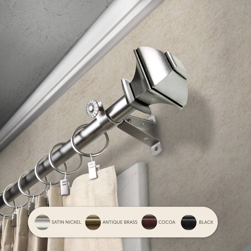 InStyleDesign Eugene Adjustable Curtain Rod 13/16 inch dia. - 28 to 48 inches - Satin Nickel