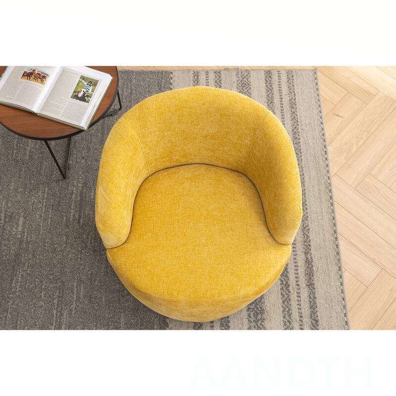 Chenille Swivel Barrel Chair