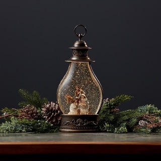 LED Lighted Holy Family Lantern Christmas Snow Globe - 15.5" - Bed Bath ...