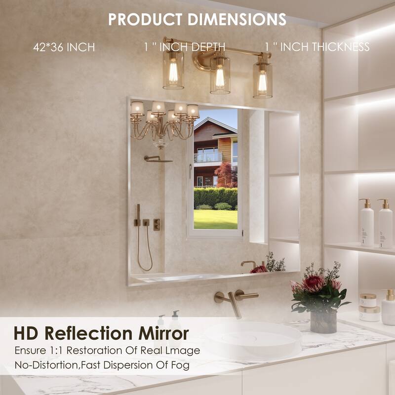QuivaraView Wall Mounted Aluminum Frame Bathroom Vanity Mirror