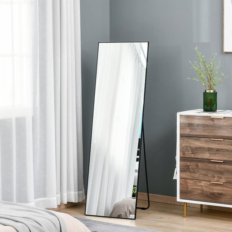 HOMCOM Full Length Dressing Mirror for Bedroom and Living Room, Black - 19.75"x19"x62.5"