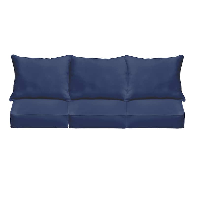 Sorra Home Sloane Marine Indoor/ Outdoor Corded Sofa Cushion Set - Dark Blue