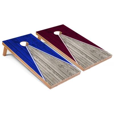 Royal and Maroon Pyramid Cornhole Boards with Case & Lights