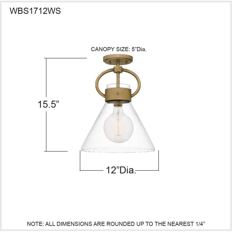 Webster 1-Light Weathered Brass Semi-Flush Mount