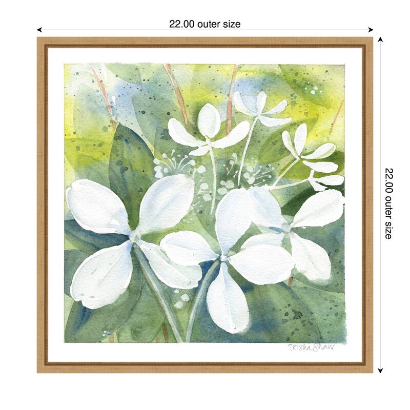 Kate and Laurel Sylvie White Phantom Hydrangea in Greens Framed Canvas by Patricia Shaw