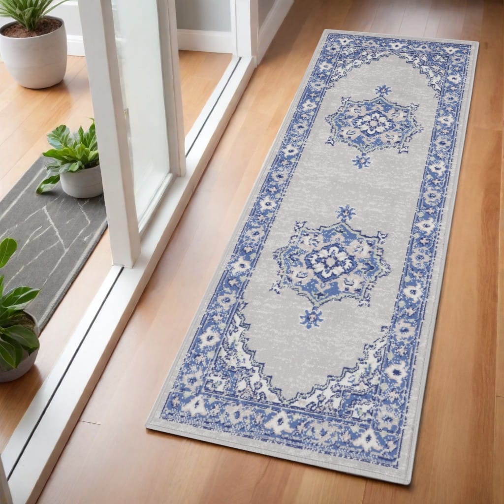 Fote Power Loomed Abstract Floral Traditional Stain Resistant Area Rug By HomeRoots - 72' X '24' X '0.39